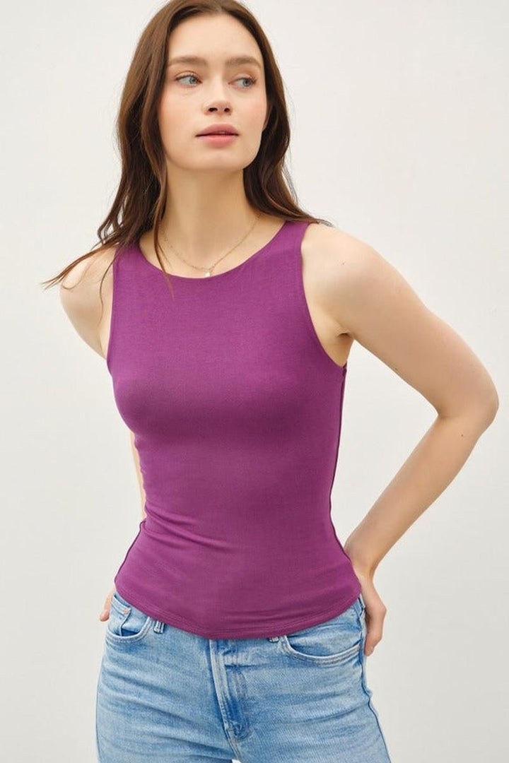 Be Cool - Basic Double Lined Boat Neck Tank