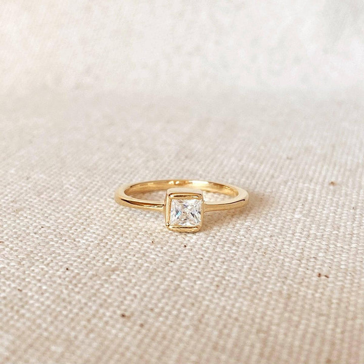 GoldFi - Dainty 18k Gold Filled Square Solitaire Ring: 5.5