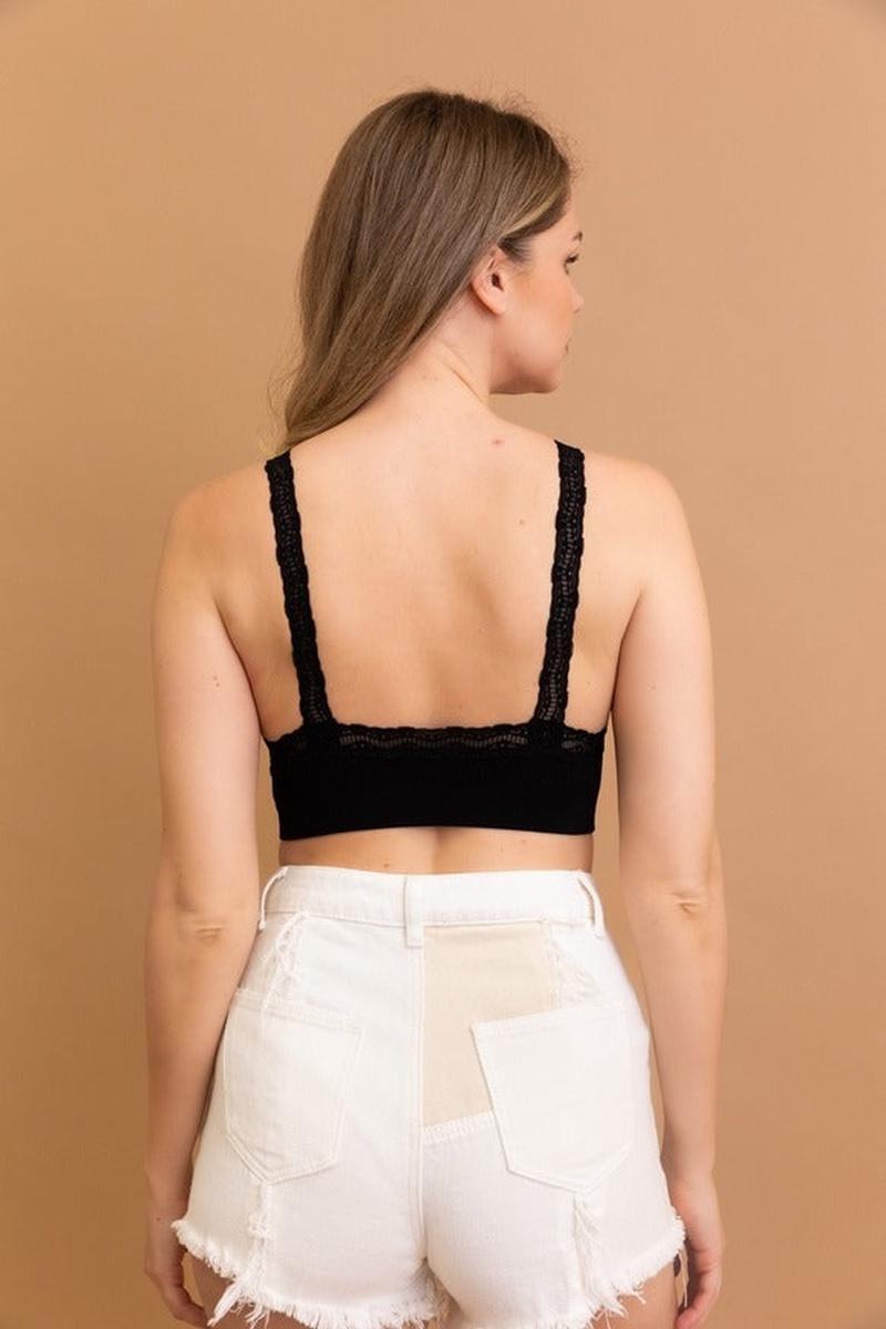 Leto Accessories - Lace Trim Padded Bralette