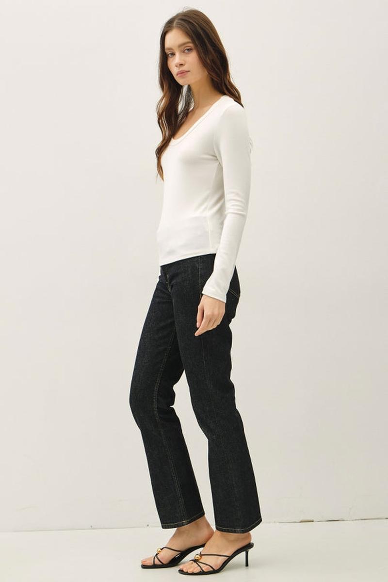 Be Cool - Soft Jersey U Neck Long Sleeve Top