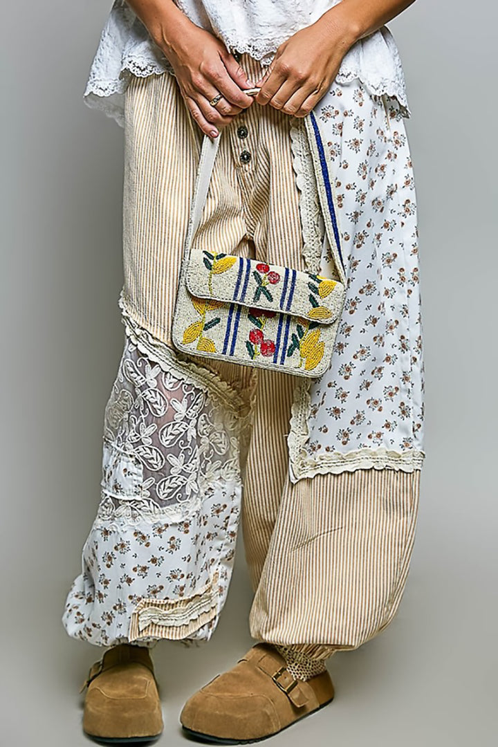 Pol Clothing - Beaded Cherry Pattern Flap Shoulder Bag