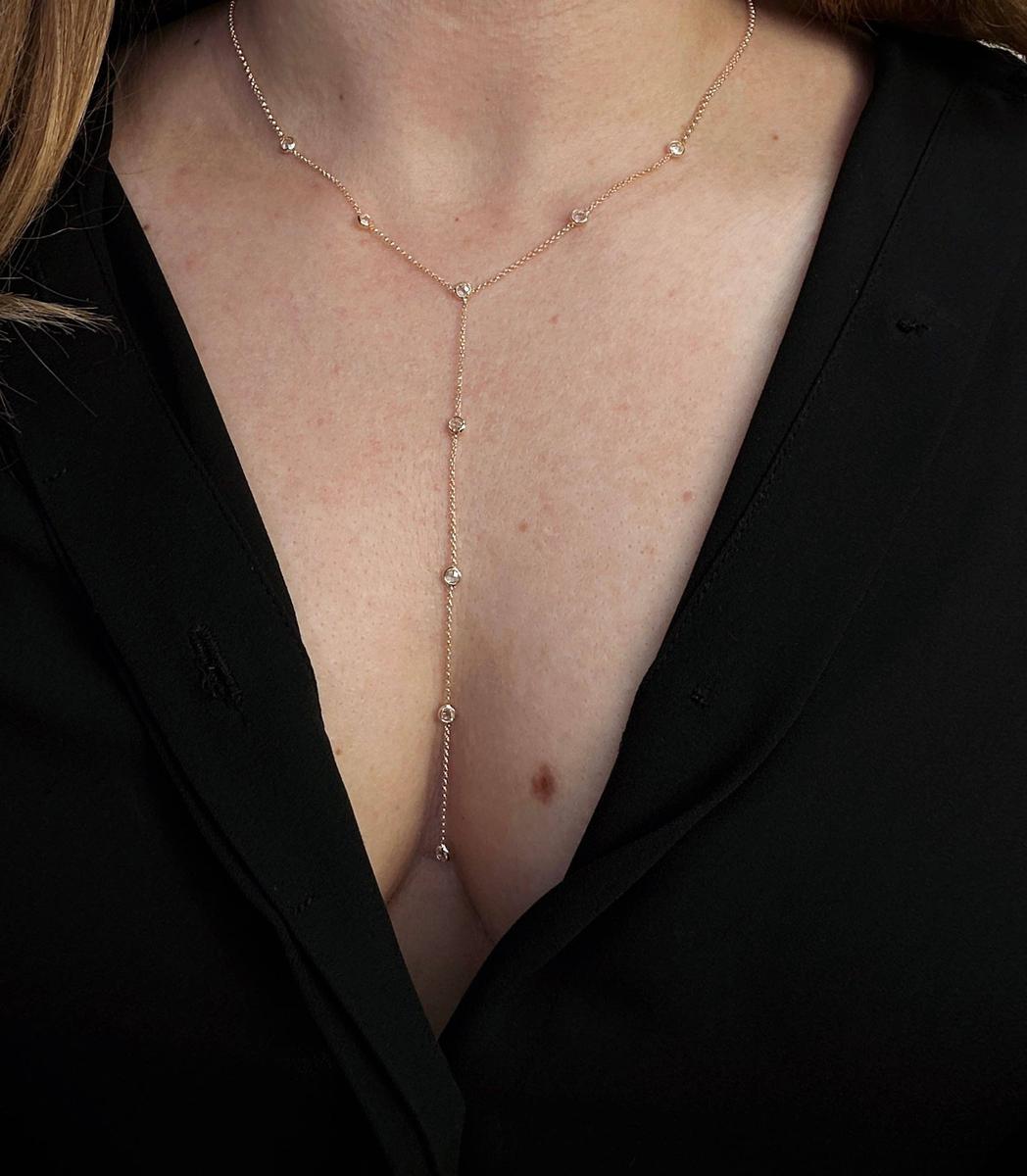 GoldFi - 18k Gold Filled Lariat Necklace With Bezel CZ