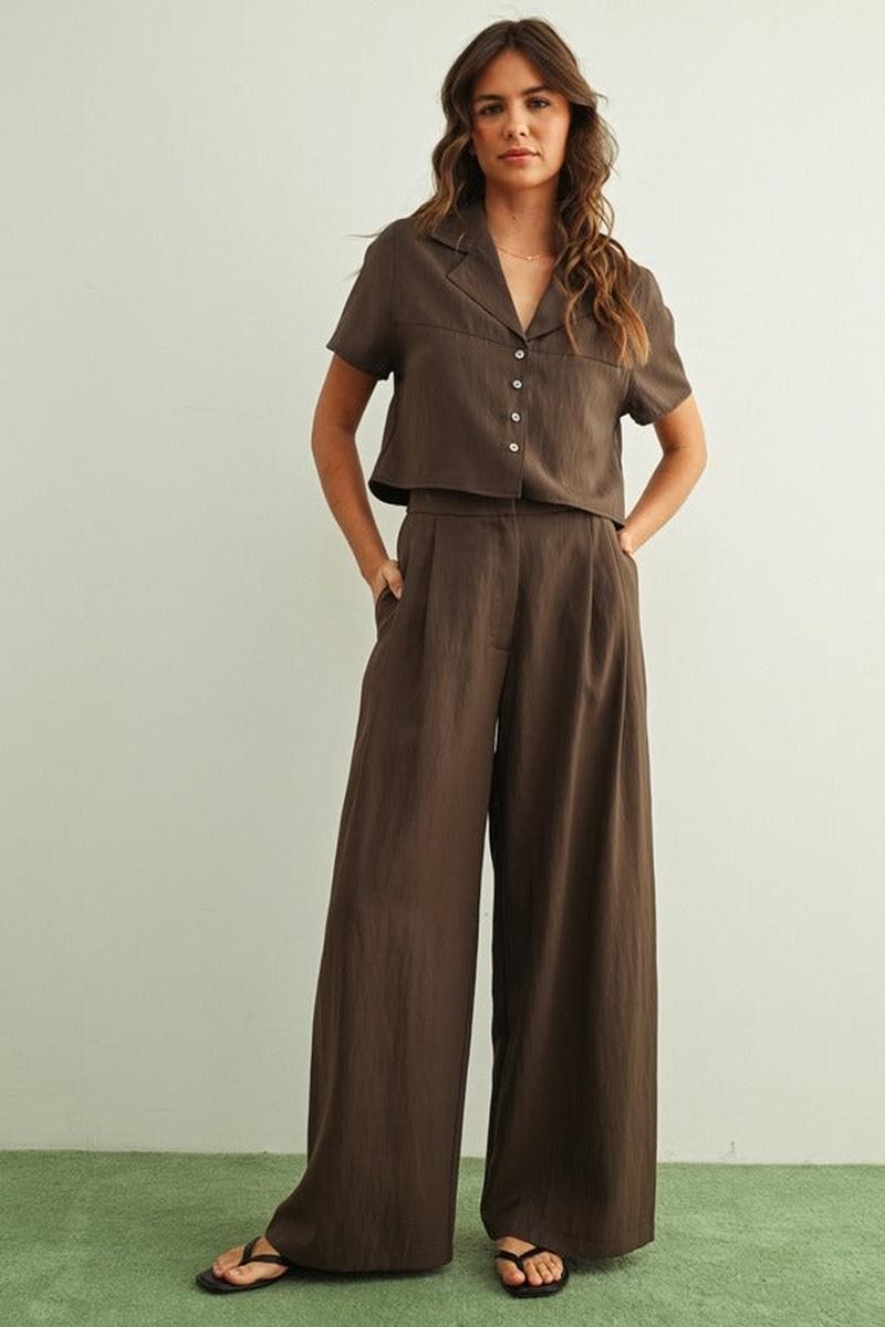 MIOU MUSE - Soft Rayon Trouser in Brown