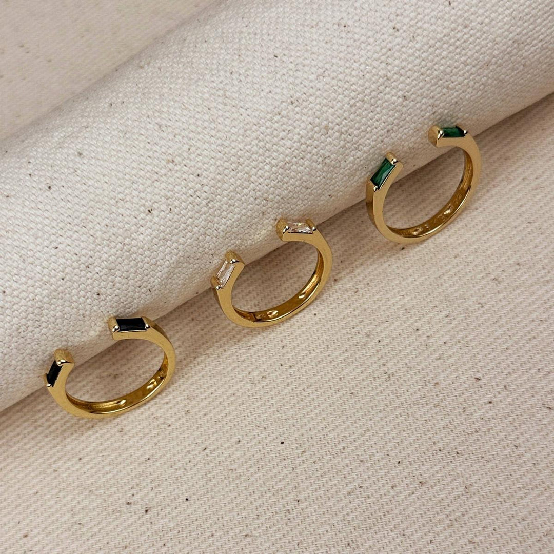GoldFi - 18k Gold Filled Baguette CZ Band Ring: Clear / Large (9 -10.5 US)
