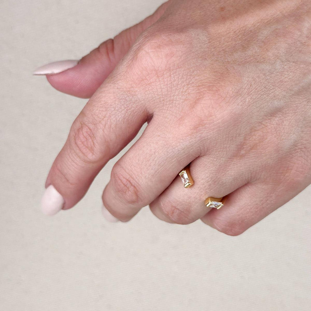 GoldFi - 18k Gold Filled Baguette CZ Band Ring: Clear / Large (9 -10.5 US)