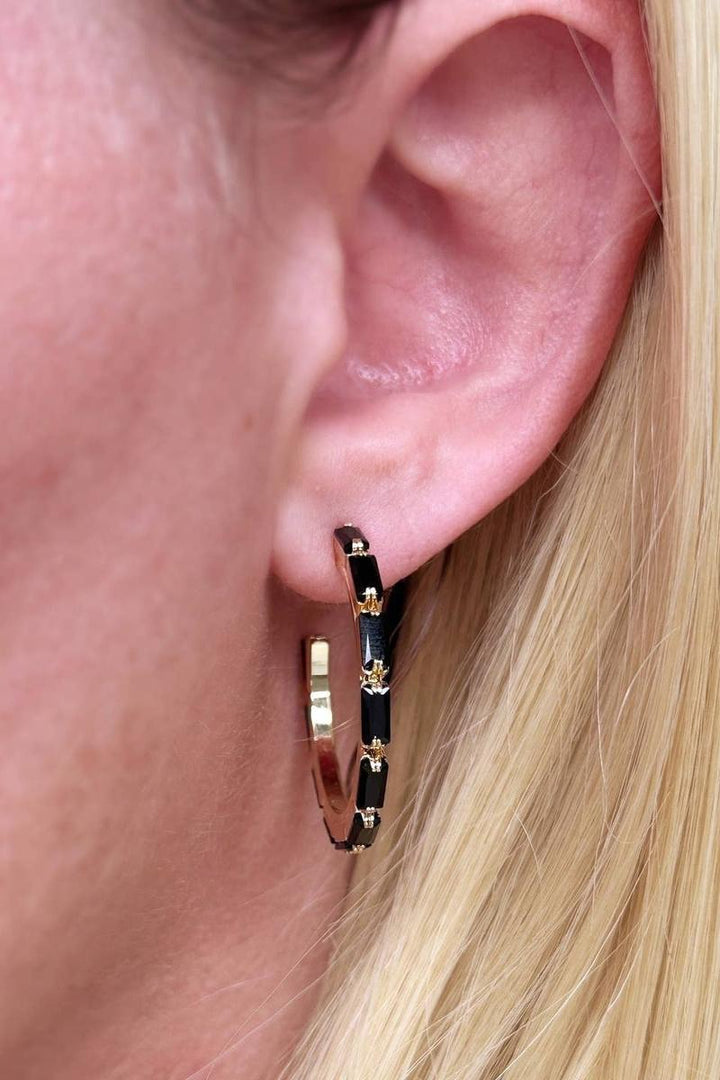 GoldFi-Chic Baguette Hoop Earrings in 18k Gold Filled