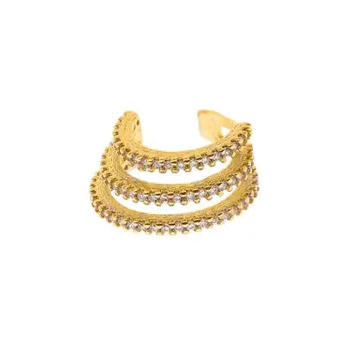 GoldFi - 18K Gold Filled Cubic Zirconia Three-Layer Ear Cuff