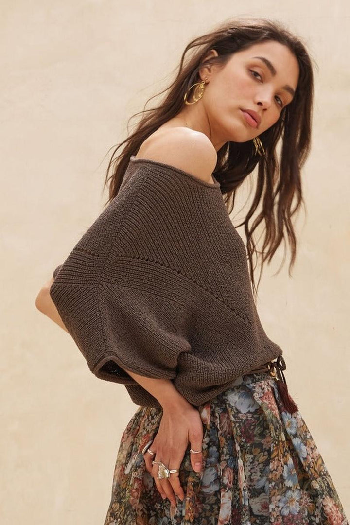 Promesa USA - Short-Sleeve Pointelle Ribbed Knit Sweater