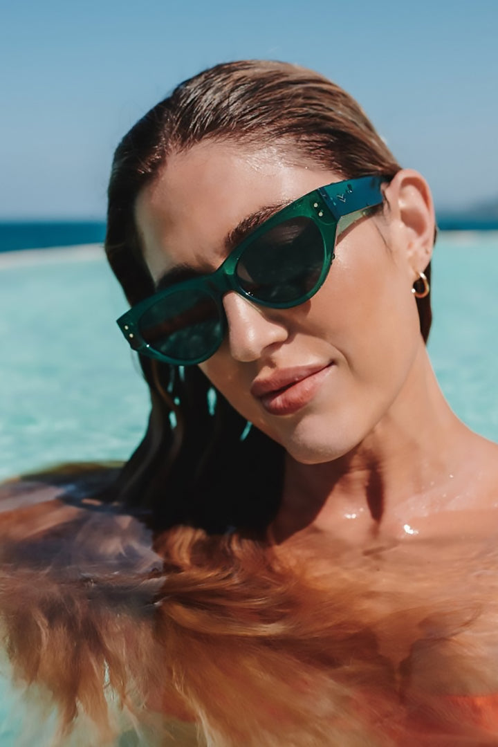 I-SEA - Carly with Hunter Green Frames and Smoke Polarized Lenses
