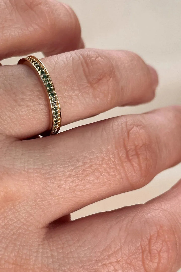 GoldFi - 18k Gold Filled Eternity Cubic Zirconia Band Ring - Size 7.5