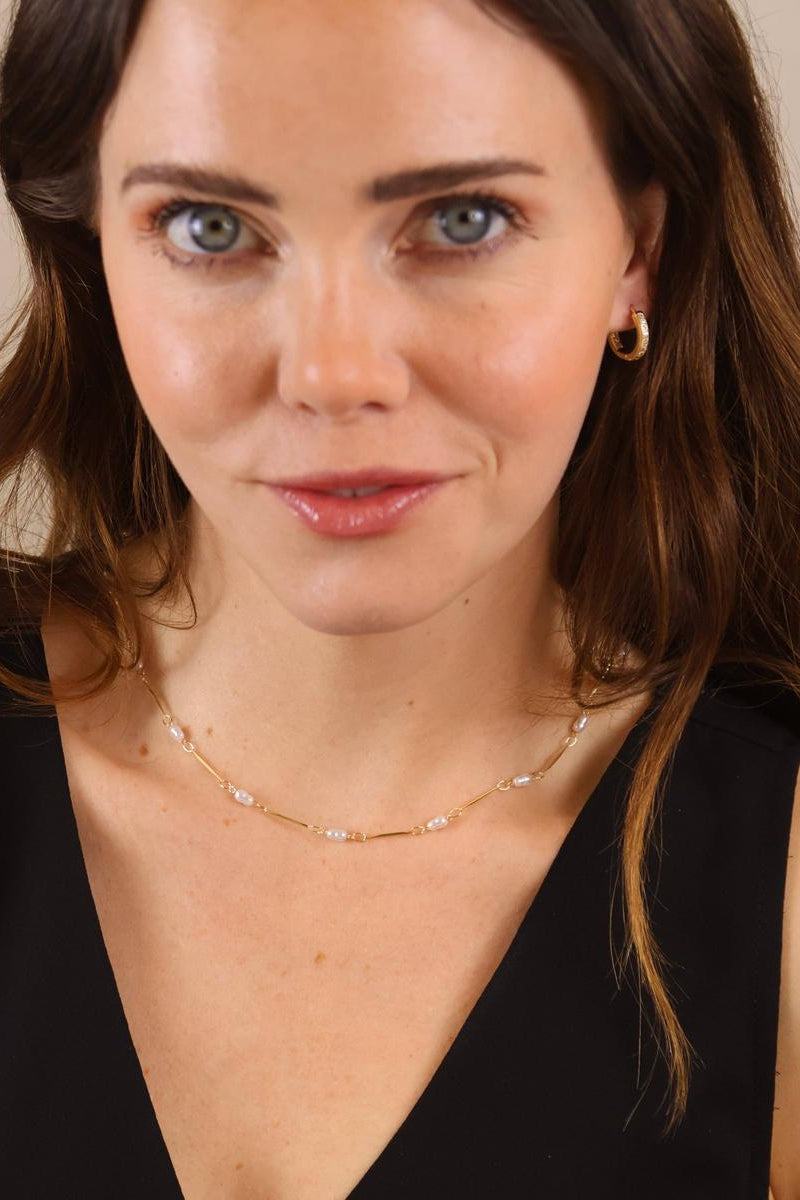 GoldFi - 18K Gold Filled Pearl Bead & Straw Necklace