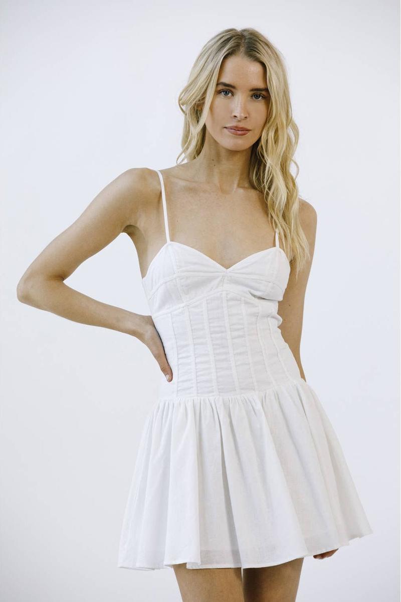 STORIA - Monochromatic Ballet A Line Mini Dress in Ivory