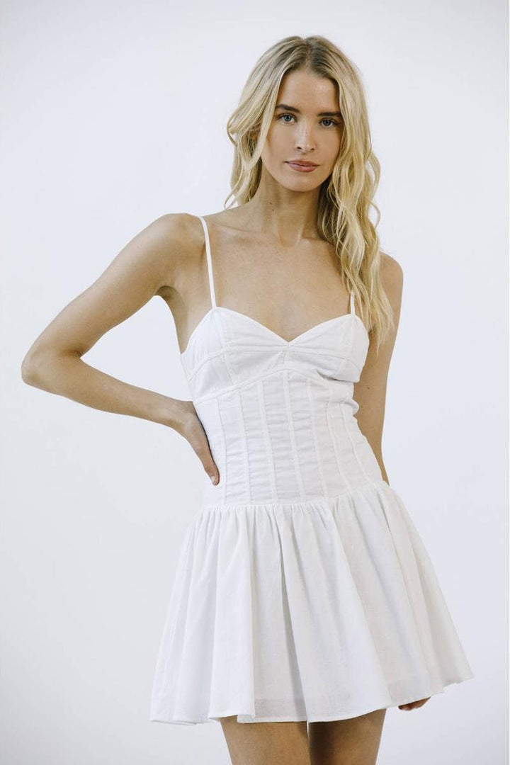STORIA - Monochromatic Ballet A Line Mini Dress in Ivory