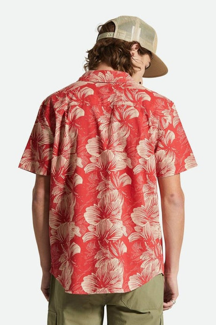 Brixton - Charter Print Short Sleeve Woven Shirt in Casa Red/Oatmilk Floral