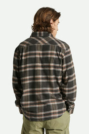 Brixton - Bowery Long Sleeve Flannel in Black/Charcoal/Off White