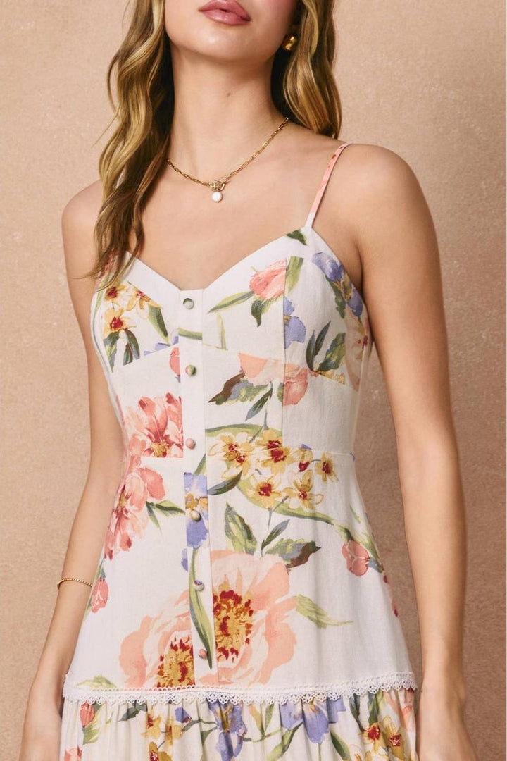 Dress Forum - Honeysuckle Drift Lace Tiered Midi Dress in Spring Garden