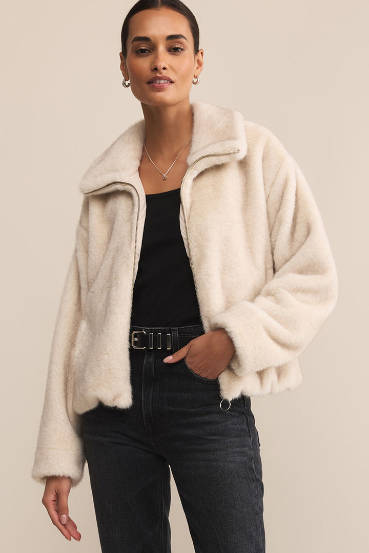 Z Supply - Amethyst Faux Fur Jacket in Crystal