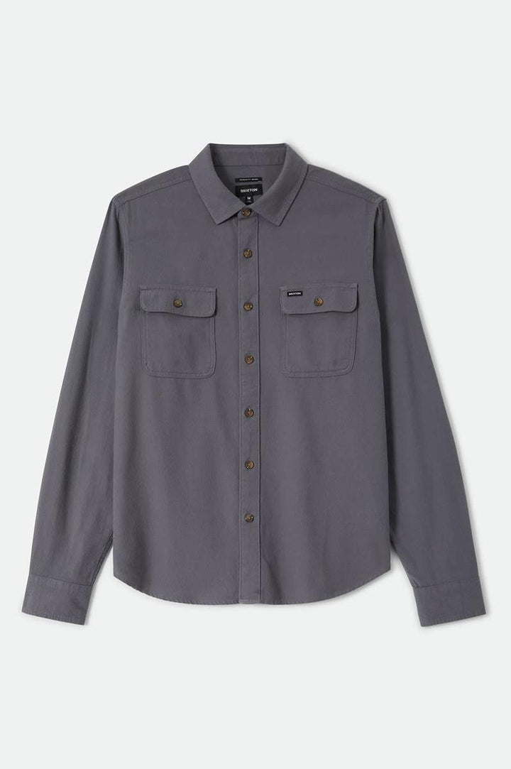 Brixton - Bowery Lightweight Ultra Soft Flannel in Future Grey