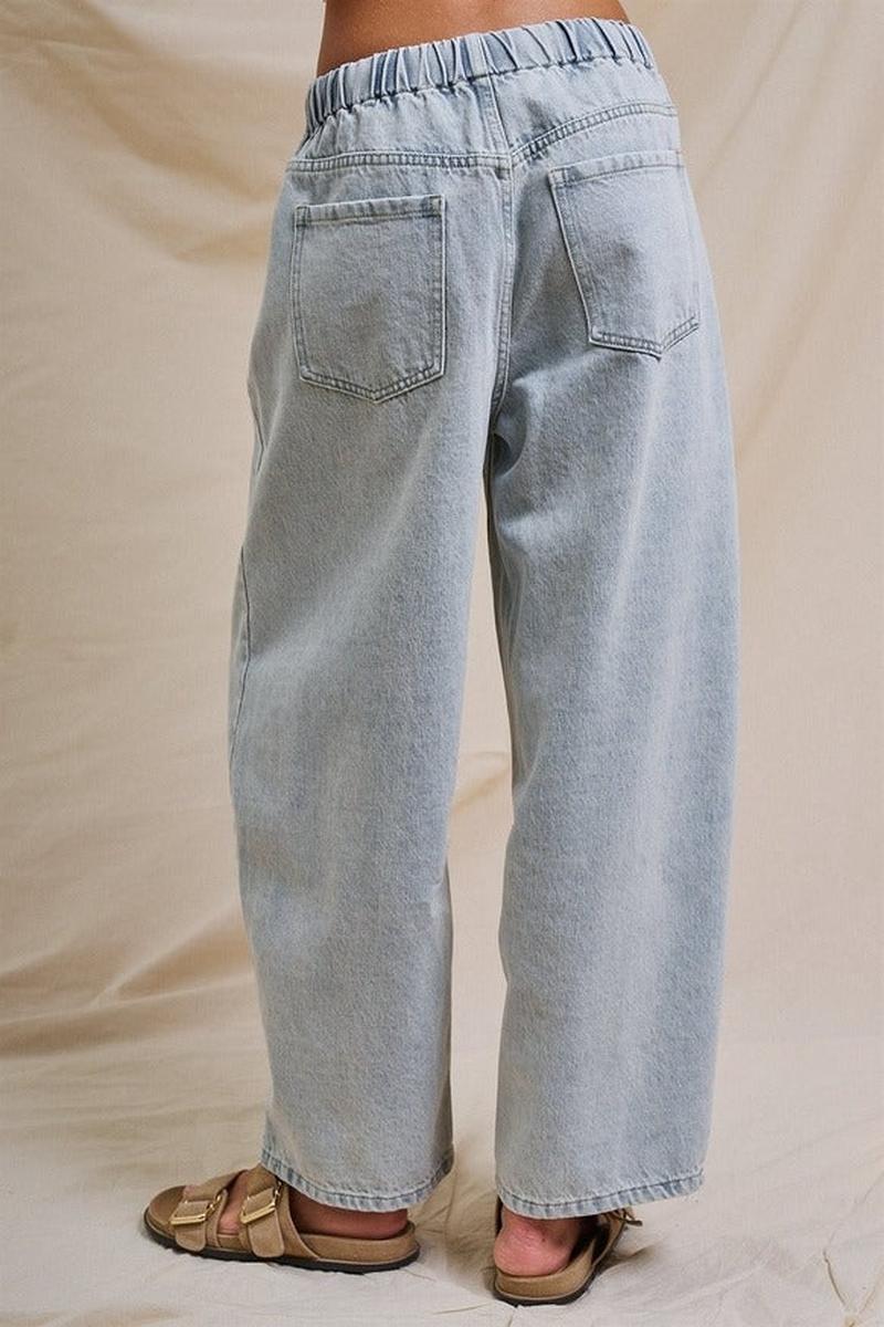 Urban Daizy - Relaxed Drawstring Barrel Denim Pants