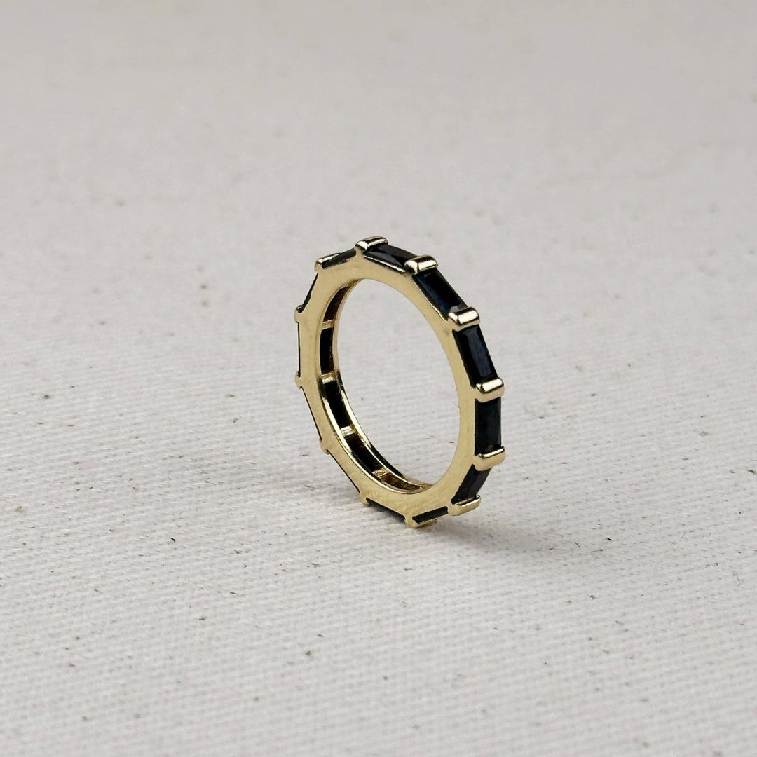 GoldFi - 18k Gold Filled Baguette CZ Band Ring: Emerald / 7.5