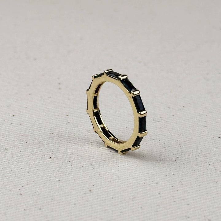 GoldFi - 18k Gold Filled Baguette CZ Band Ring: Emerald / 7.5