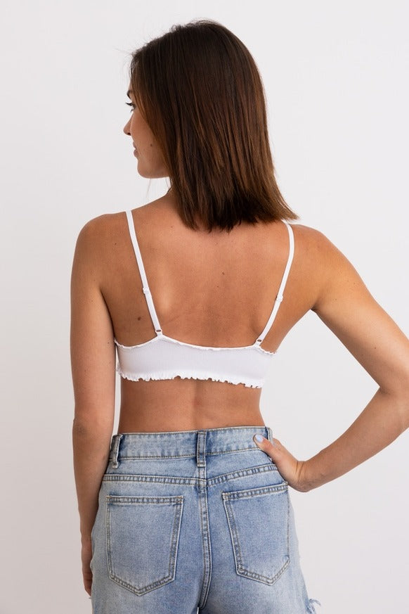 Leto Accessories - Seamless Lettuce Edge Bow Tie Triangle Bralette