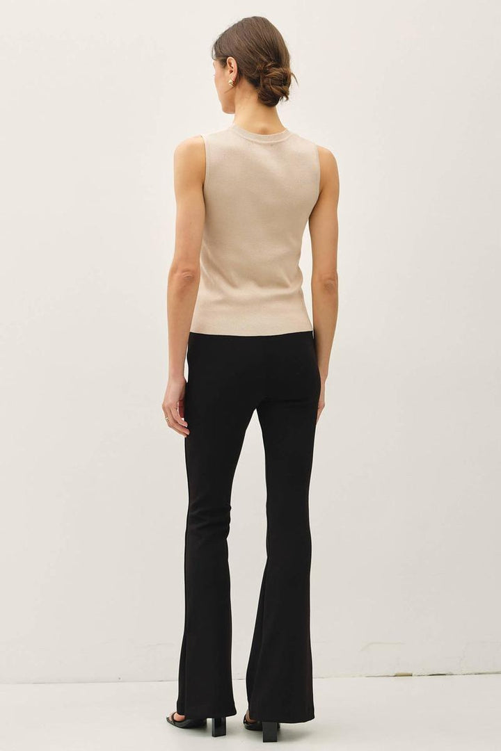 Be Cool -  Classic Crew Neck Sleeveless Slim Knitted Tank in Natural