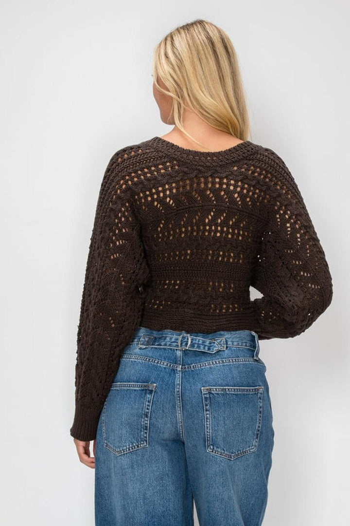 Nectar Clothing - Open-Knit Cropped Sweater