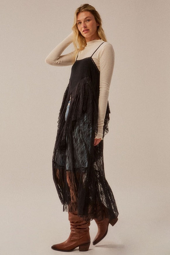 Promesa USA - Ruffled Lace Flyaway Maxi Cami Top