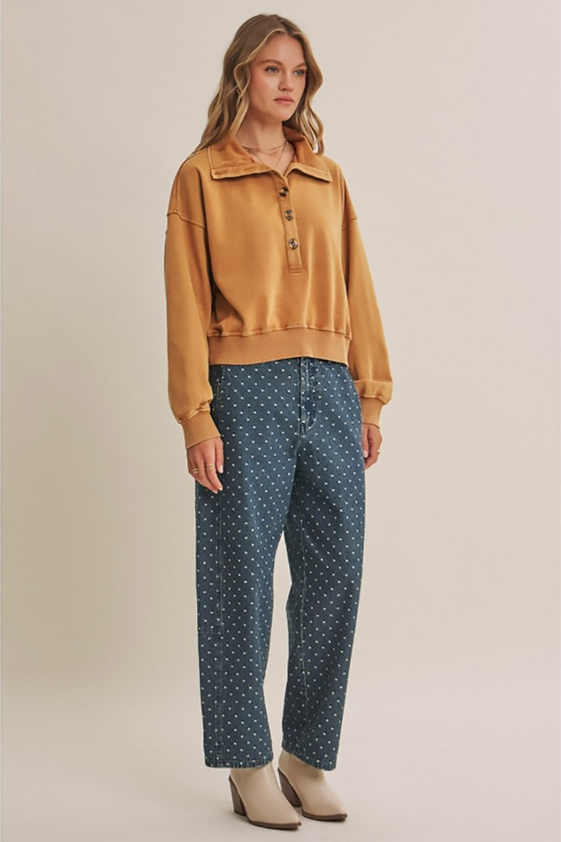 in february - Campfire Sky Nostalgic Mineral-Washed Terry Pullover