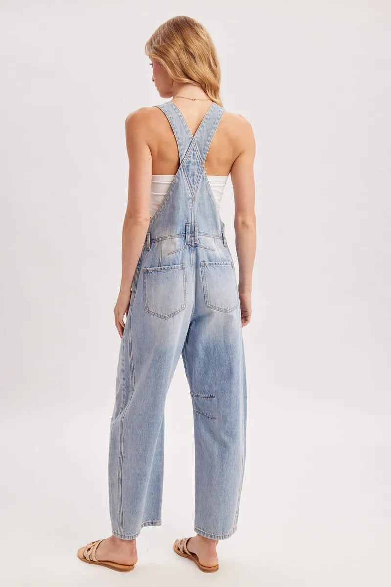 Bluivy - Denim Barrel Overalls in Light Wash