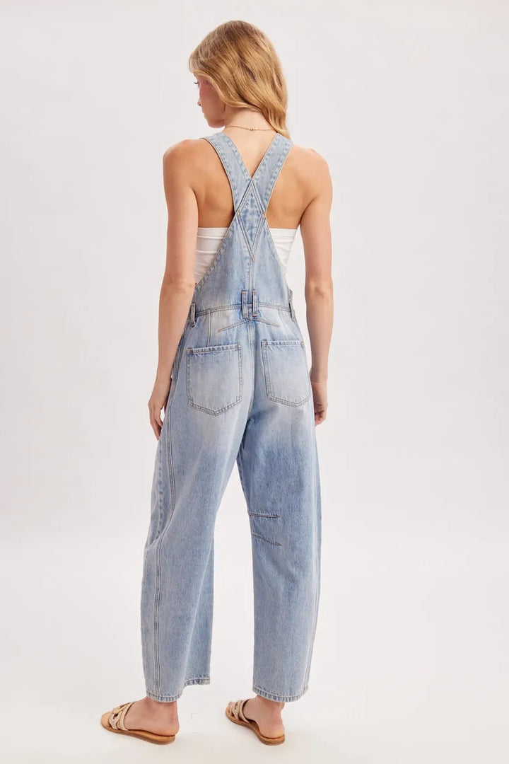 Bluivy - Denim Barrel Overalls in Light Wash