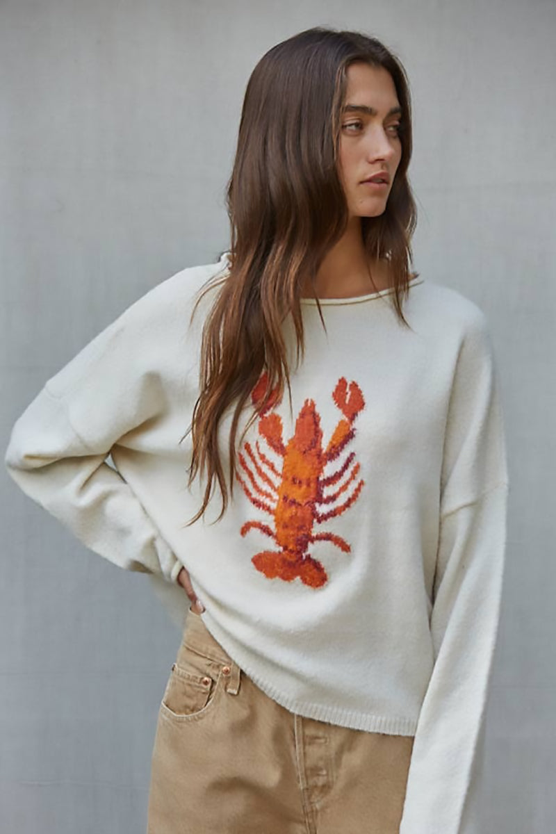 By Together - Knit Sweater Animal Jacquard Long Sleeve Pullover