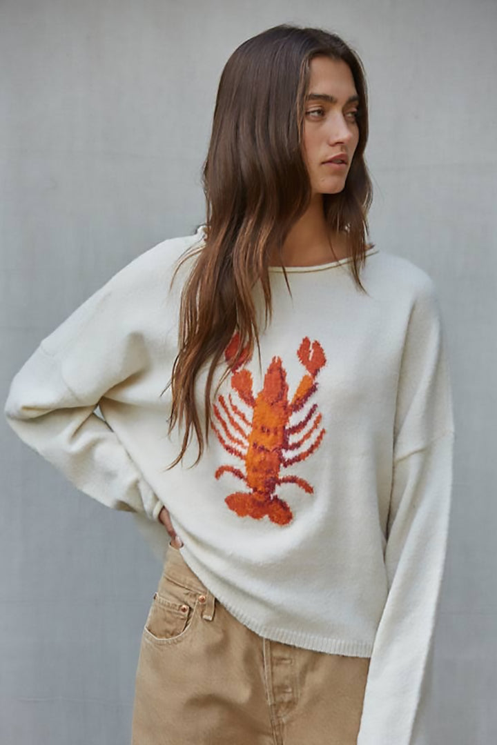 By Together - Knit Sweater Animal Jacquard Long Sleeve Pullover