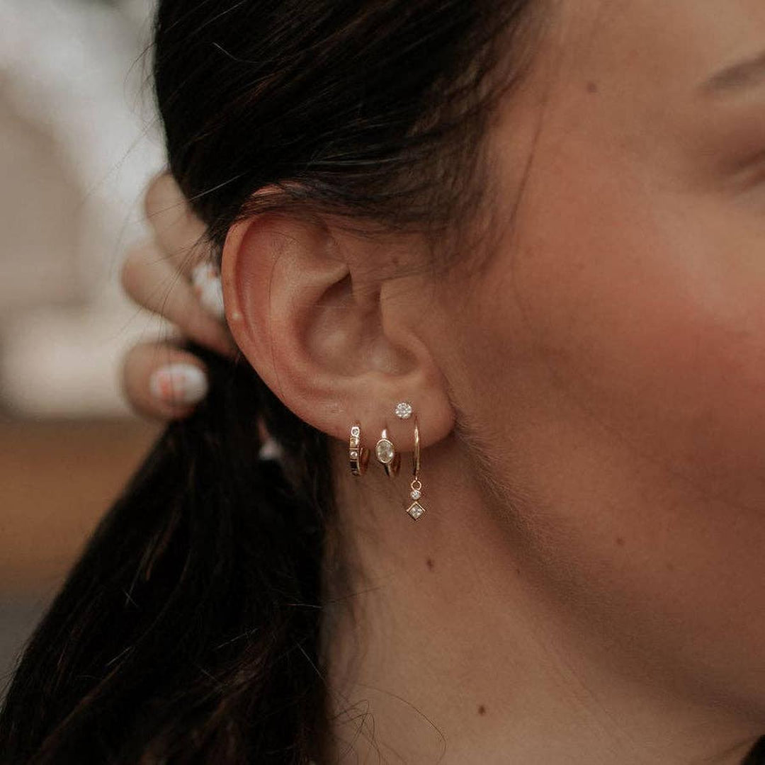 Mauve Jewelry Co. - Willow Diamond Dangle Hoops in Gold Vermeil