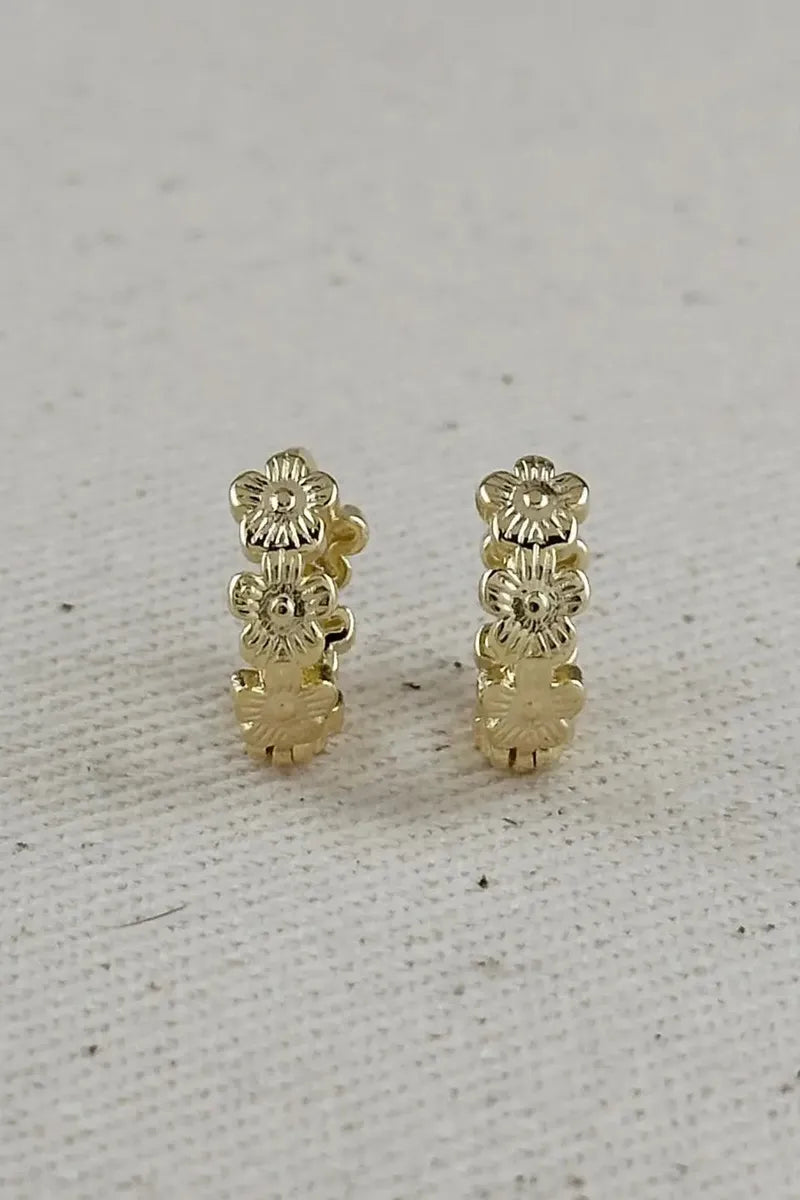 GoldFi - Flower Huggies Hoop Earrings in 18k Gold Filled