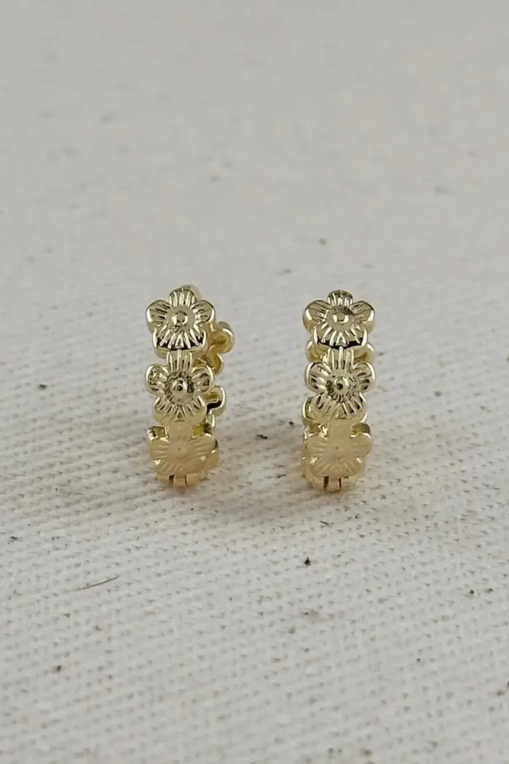 GoldFi - Flower Huggies Hoop Earrings in 18k Gold Filled