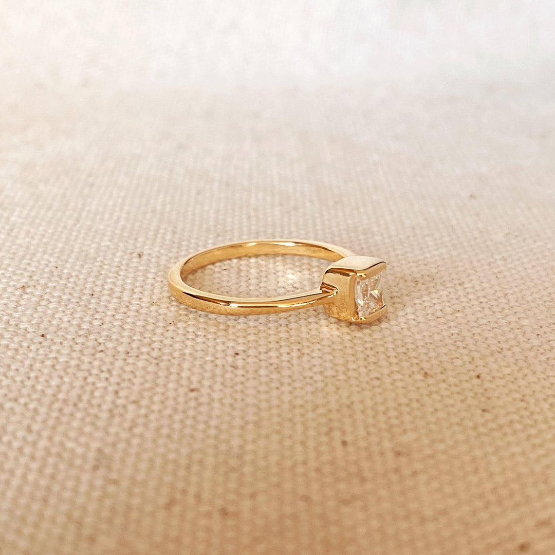 GoldFi - Dainty 18k Gold Filled Square Solitaire Ring: 5.5