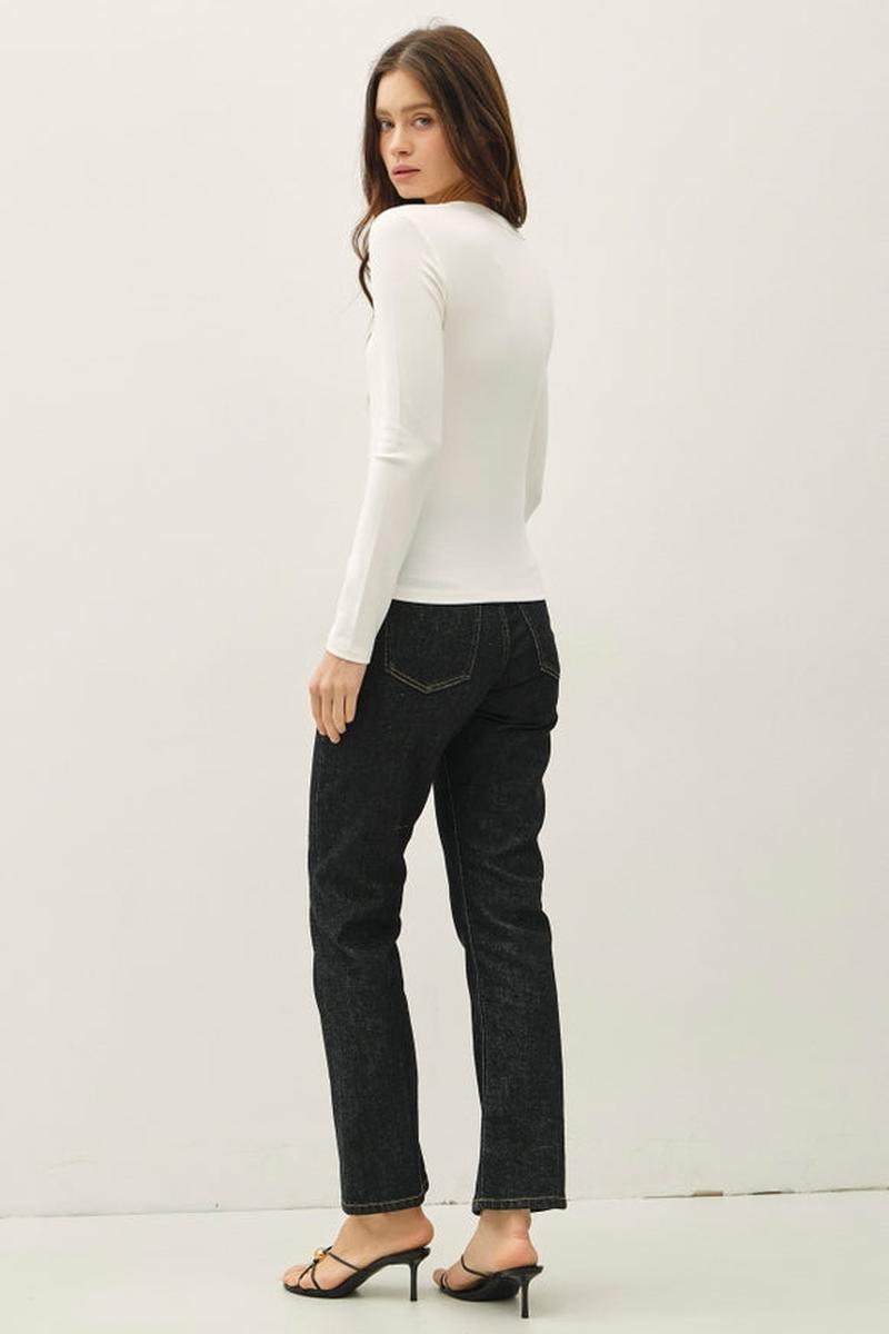 Be Cool - Soft Jersey U Neck Long Sleeve Top