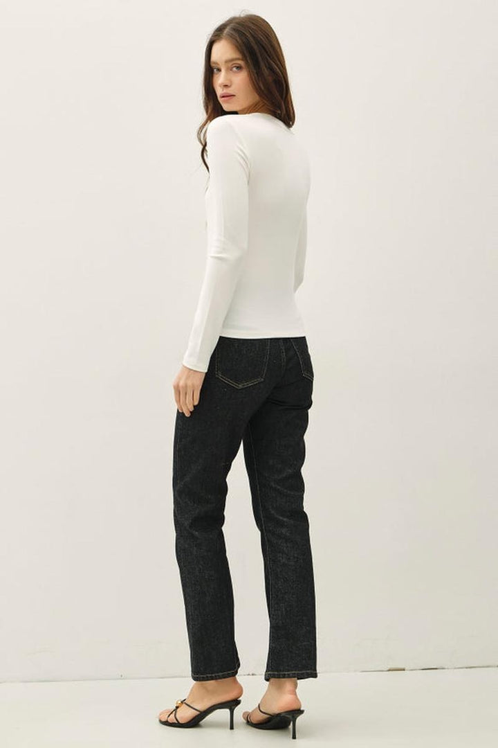 Be Cool - Soft Jersey U Neck Long Sleeve Top
