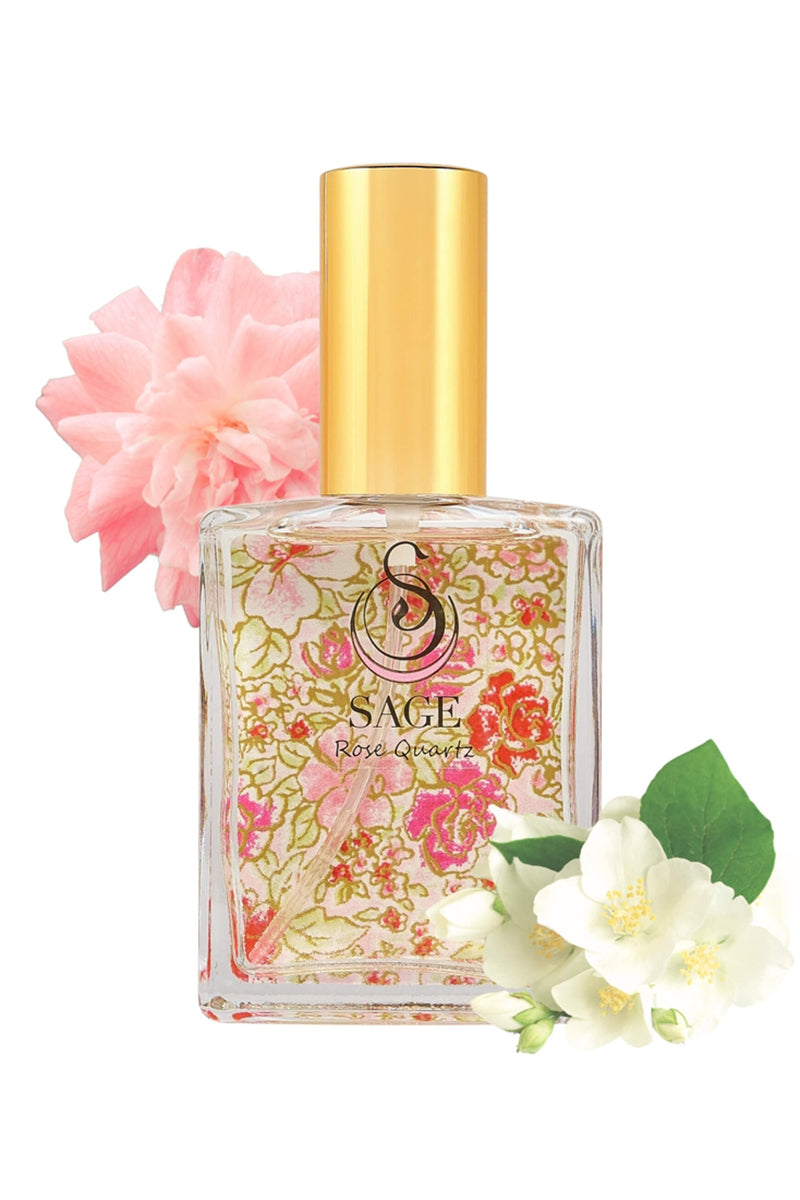 Sage - Rose Quartz Organic Perfume Spray - Long Lasting Fragrance - 2 oz