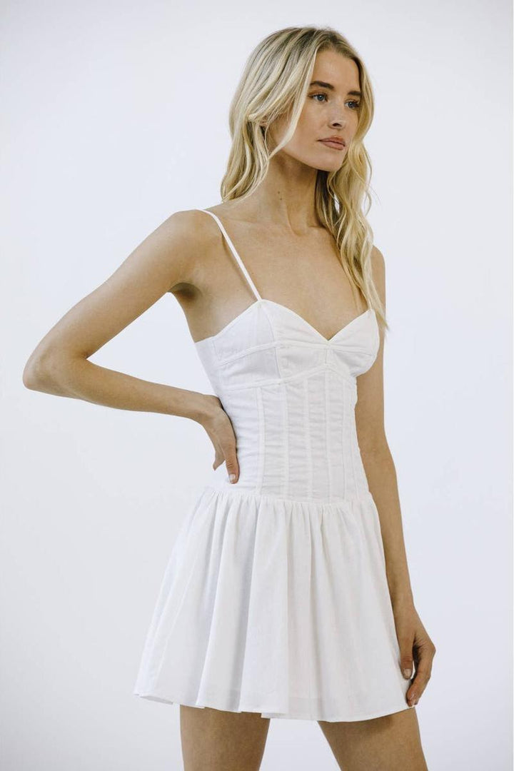 STORIA - Monochromatic Ballet A Line Mini Dress in Ivory