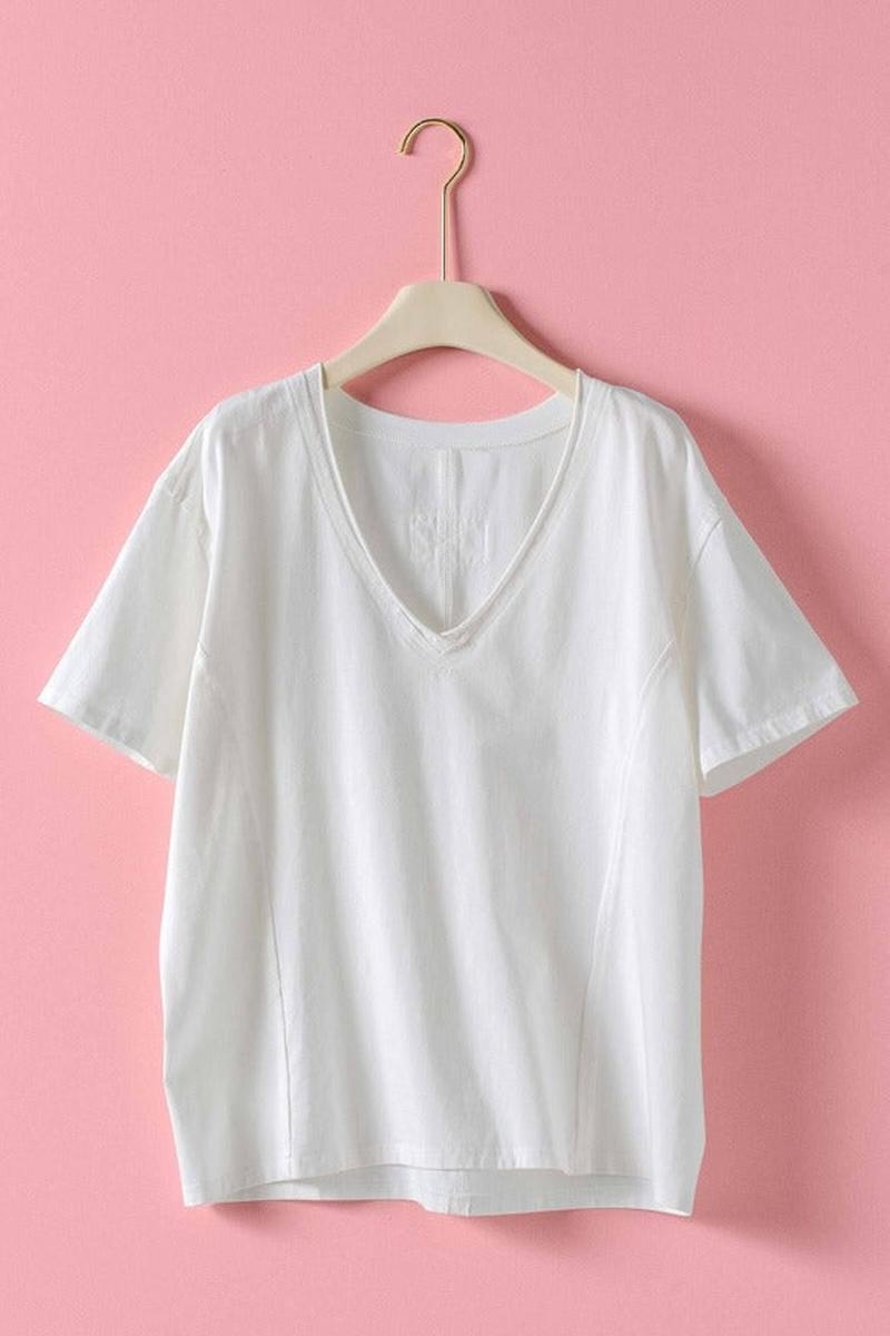 Urban Daizy - Exposed Seam V-Neck Tee