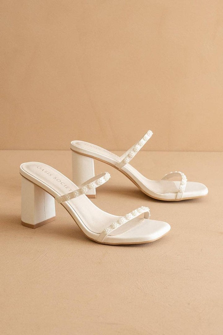 Oasis Society - The Phoebe Beaded Strap Heel in White