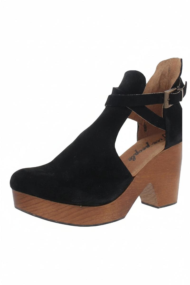 Free People - Cedar Leather Clog in Black Suede