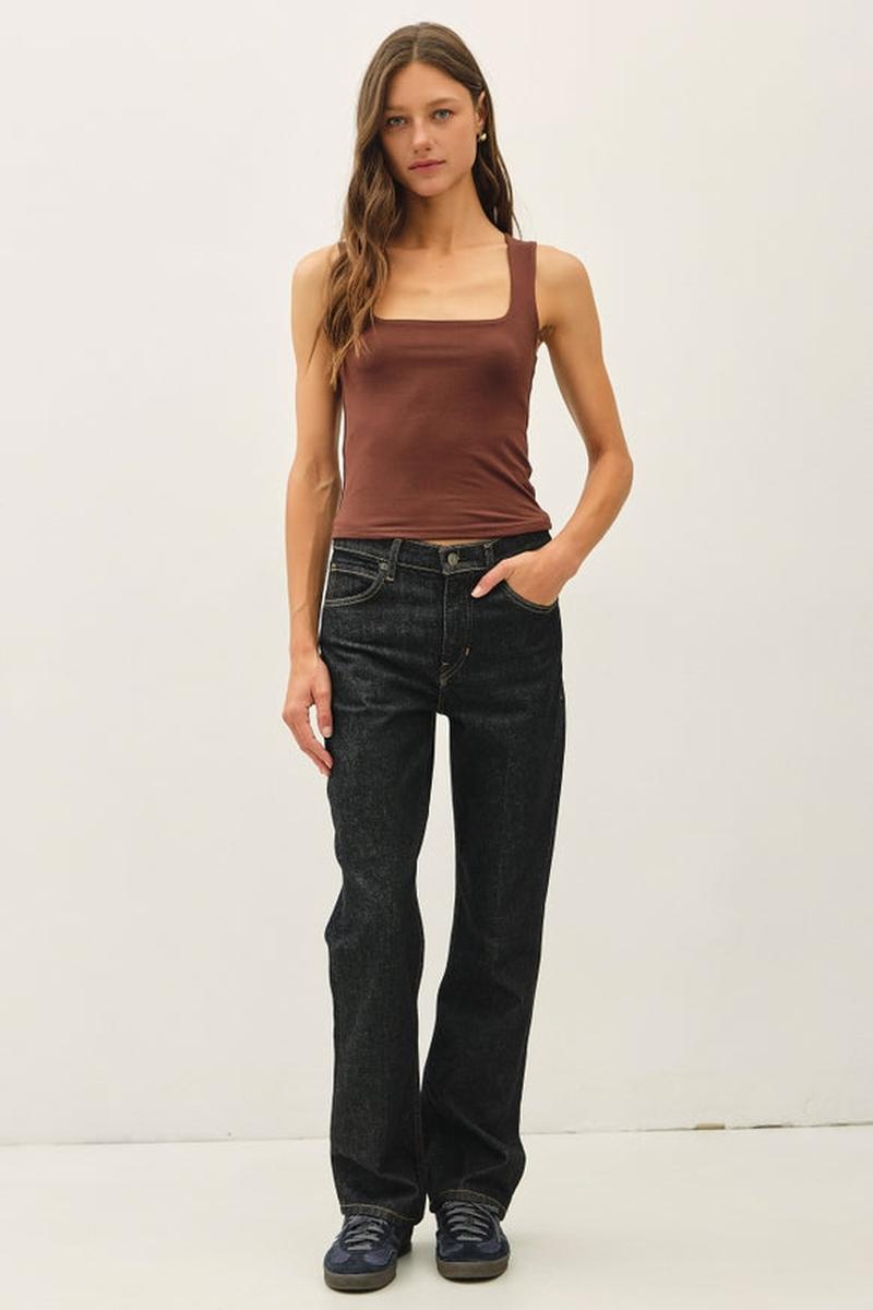 Be Cool - Soft Core Double Lined Square Neck Tank in Dusty Coral