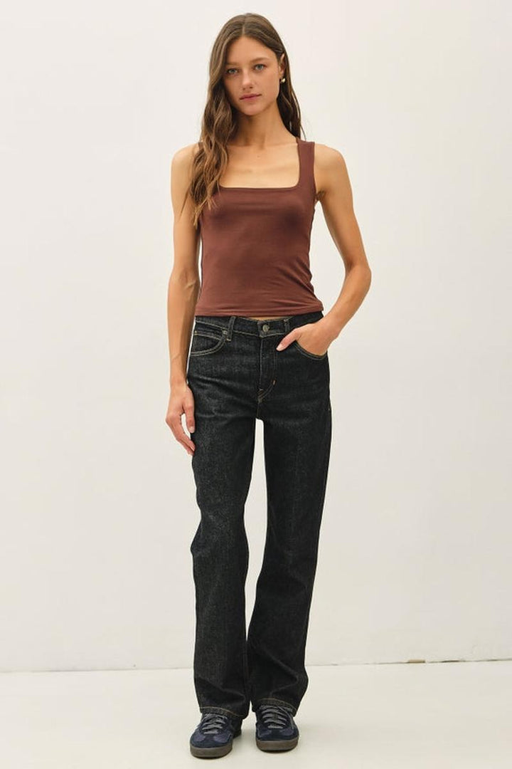 Be Cool - Soft Core Double Lined Square Neck Tank in Dusty Coral