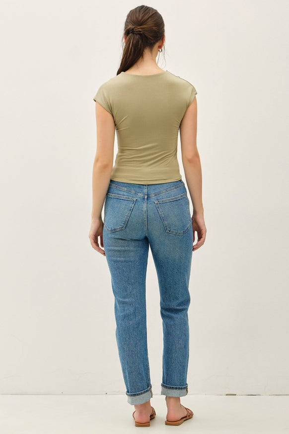 Be Cool - Soft Core Cap Sleeve Crew Neck Top