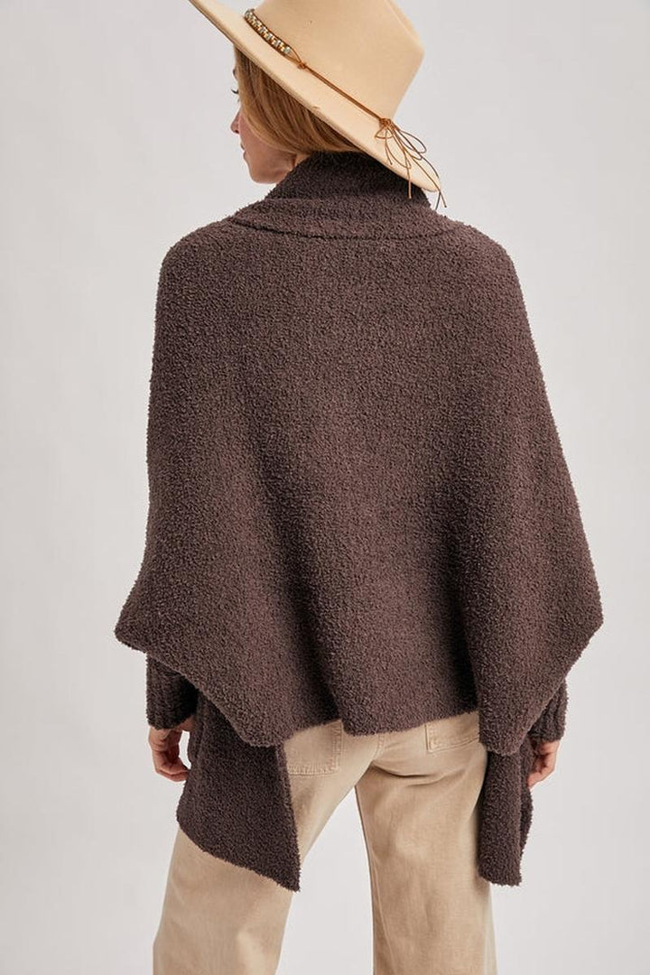 Bluivy - Open Front Blanket Wrap Boucle Knit Sweater Cardigan