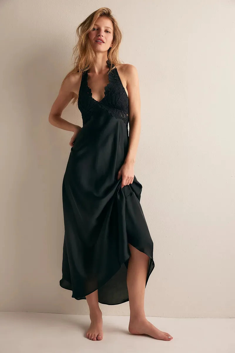 Free People - Petal Party Midi Slip in Black
